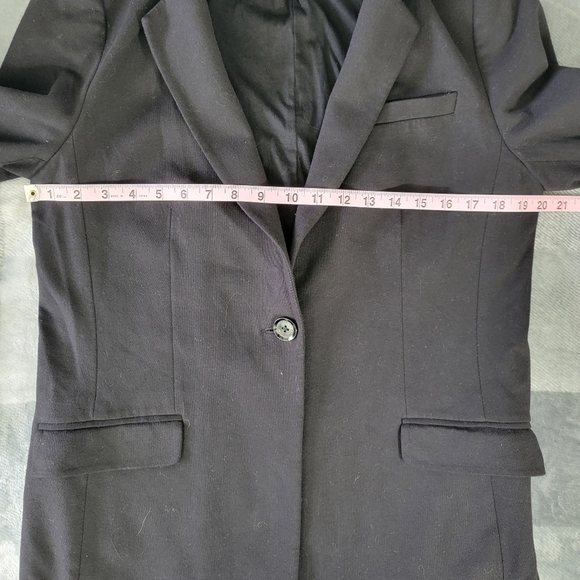 NWOT Express Black One Button Flip Cuff Long Jacket Blazer Stretchy Career Large - Picture 11 of 12